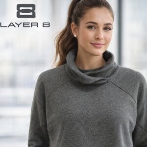 LAYER 8 Activewear Sweatshirt Jersey Pullover Top Roll  Collar SZ L  EUC